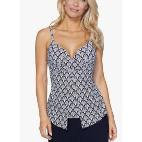 Leilani Sail Away Gemini Tankini Swim Top Size 10 Underwire Push Up  NWT Black W - Picture 1 of 9